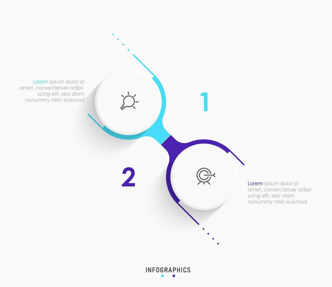 modello di progettazione di etichetta infografica vettoriale con icone e 2 opzioni o passaggi. può essere utilizzato per diagramma di processo, presentazioni, layout del flusso di lavoro, banner, diagramma di flusso, grafico informativo.