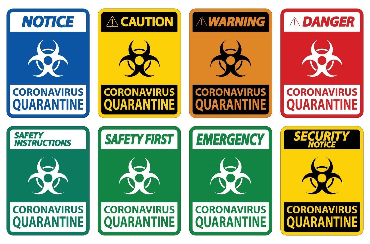 segno di quarantena di coronavirus isolato su sfondo bianco, illustrazione vettoriale eps.10