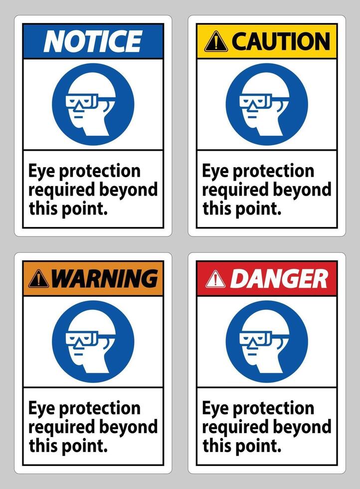 protezione degli occhi richiesta oltre questo punto su sfondo bianco vettore