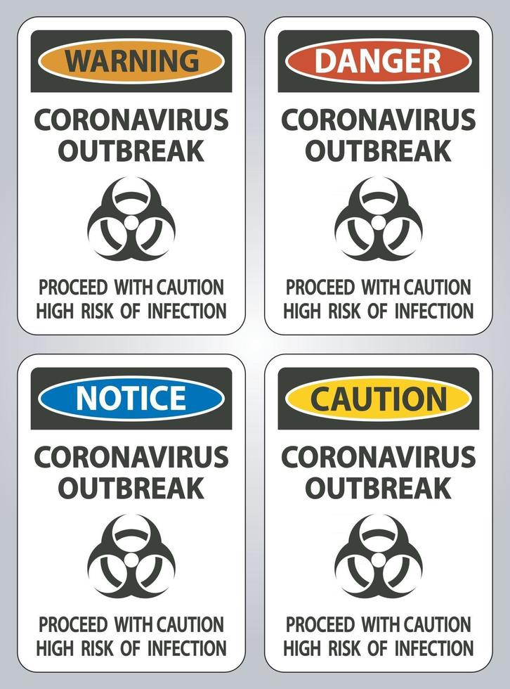 segno dell'epidemia di coronavirus isolato su sfondo bianco, illustrazione vettoriale