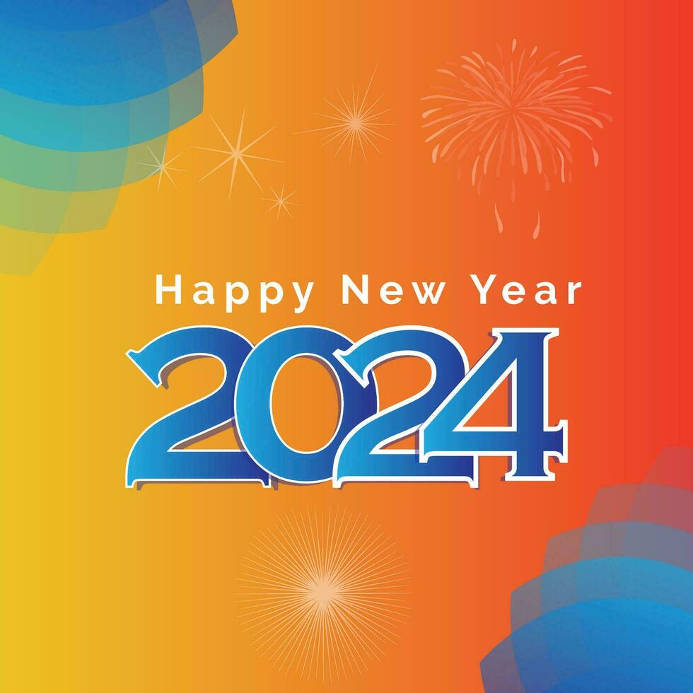 contento nuovo anno 2024 - festivo nuovo anni sfondo vacanza saluto carta design vettore