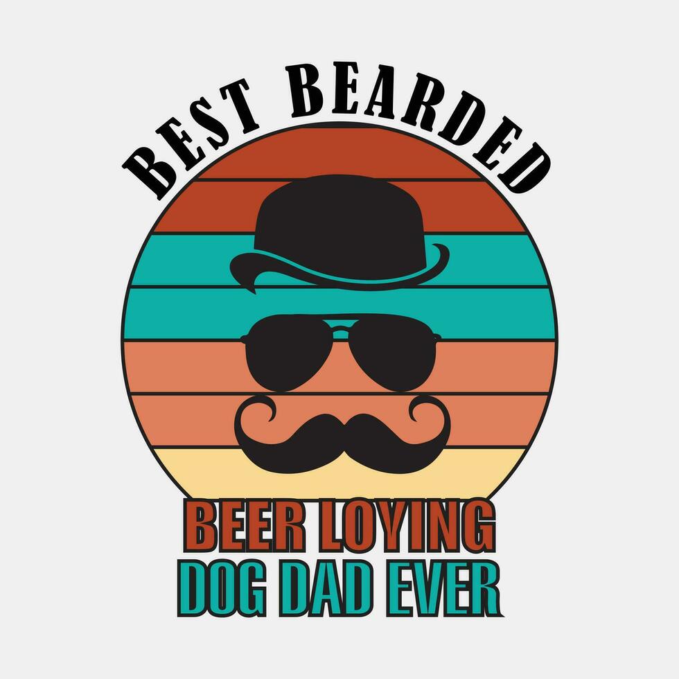 migliore barbuto birra ledare cane papà mai , creativo padri giorno maglietta design. vettore
