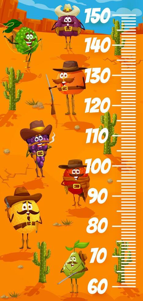 bambini altezza grafico governate, occidentale cowboy frutta vettore