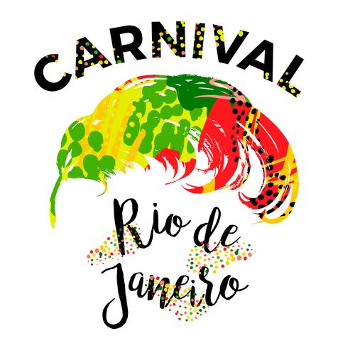 Carnevale di Rio. lettering design con piuma di disegnare a mano. vettore