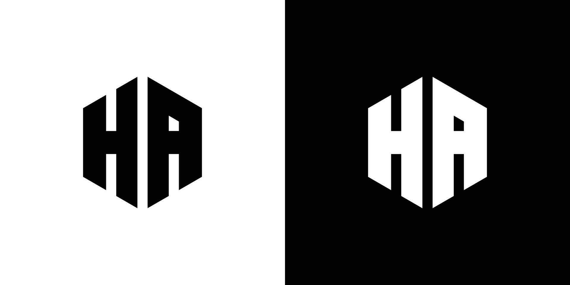 lettera h un' poligono, esagonale minimo e professionale logo design su nero e bianca sfondo vettore