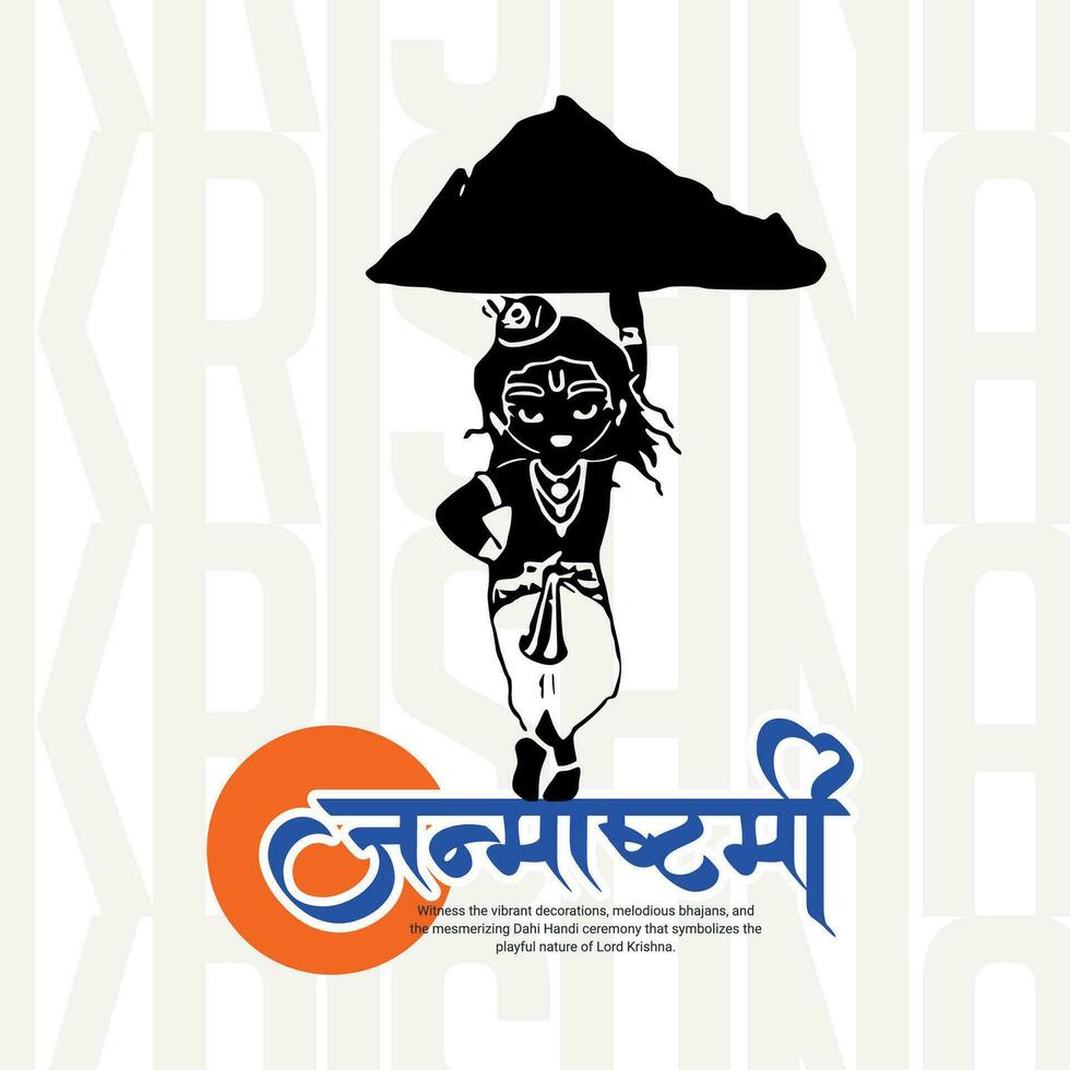 contento krishna Janmashtami celebrazione indiano Festival sociale media inviare bandiera manifesto nel hindi calligrafia vettore