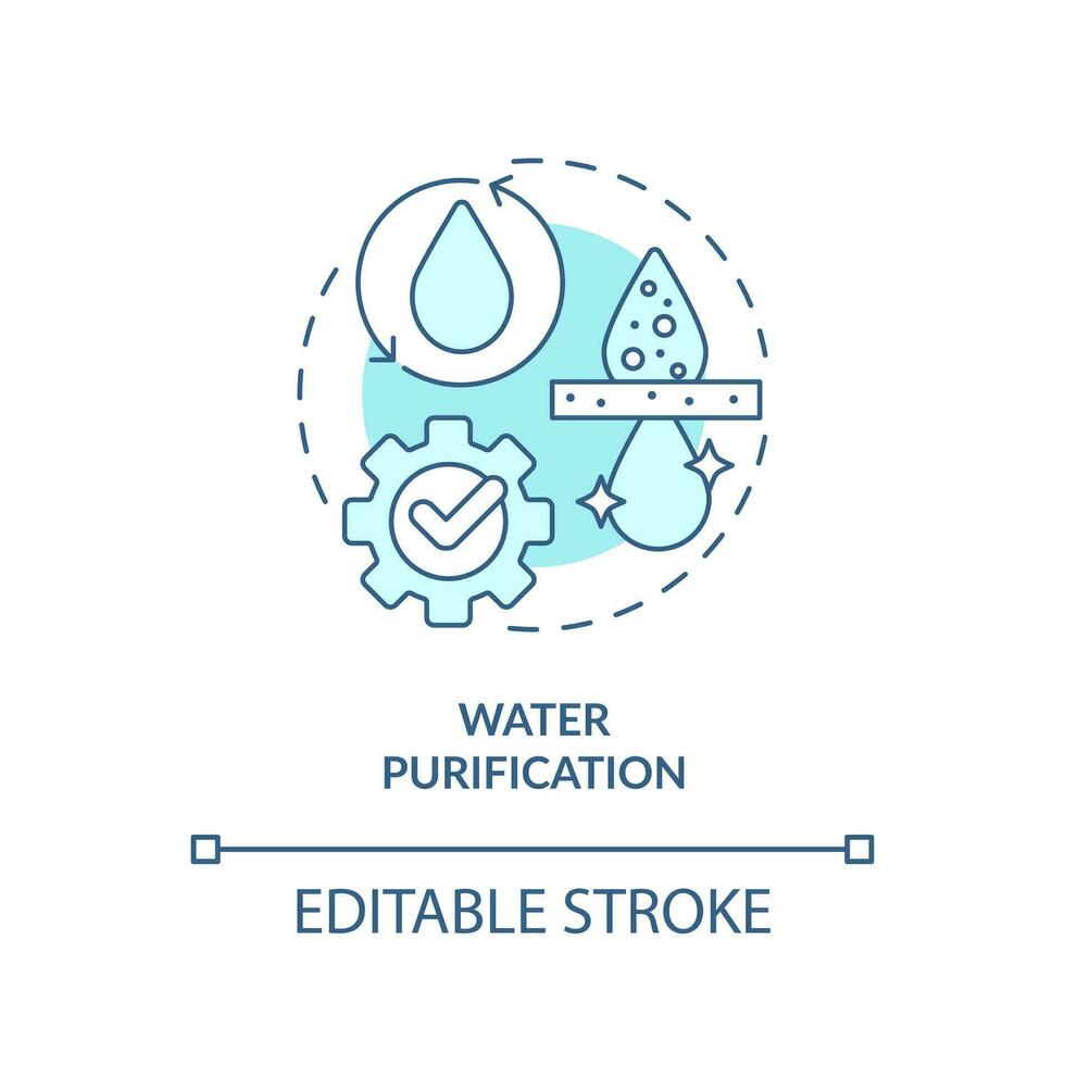 acqua purificazione turchese concetto icona. in lavorazione di fonti. acqua trattamento astratto idea magro linea illustrazione. isolato schema disegno. modificabile ictus vettore