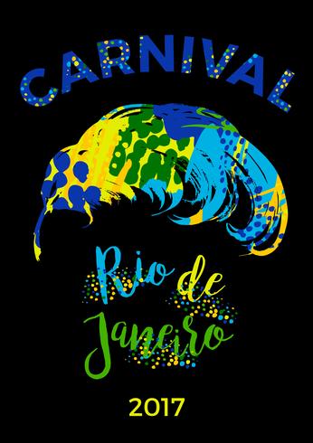 Carnevale di Rio. lettering design con piuma di disegnare a mano. vettore