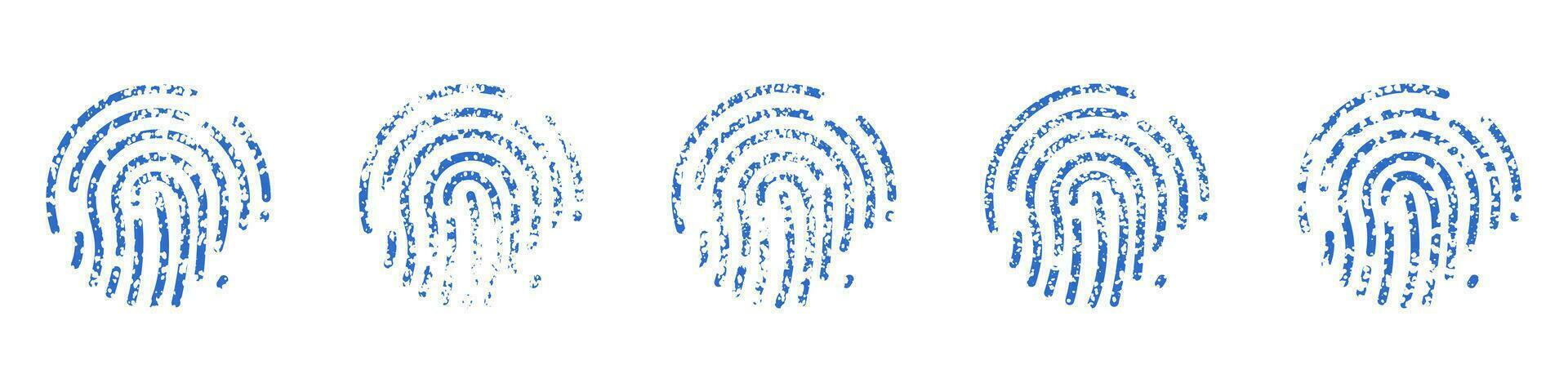 unico impronta digitale silhouette colore icone impostare. umano impronta digitale, biometrico identificazione pittogramma. protezione e sicurezza. id simbolo. dito Stampa cartello. isolato vettore illustrazione.
