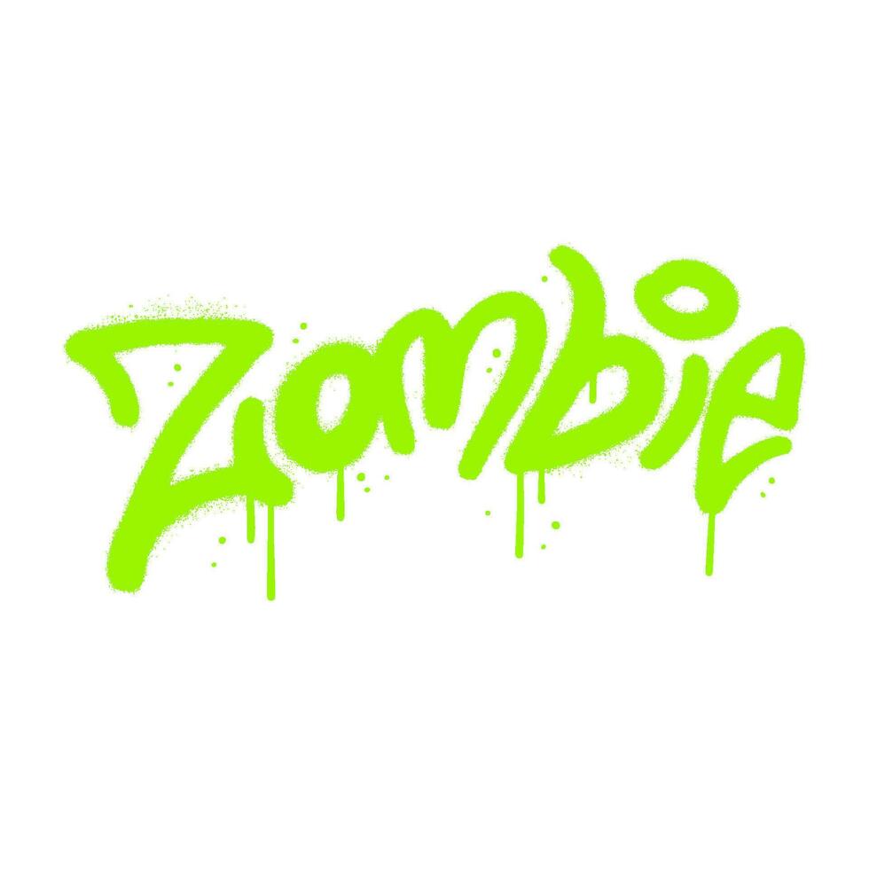 zombie - vettore graffiti spray dipingere con mano disegnato lettering parola su bianca sfondo. spruzzato strutturato Halloween testo.