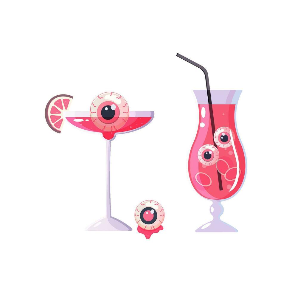 rosa Halloween cocktail con occhi, vettore illustrazione