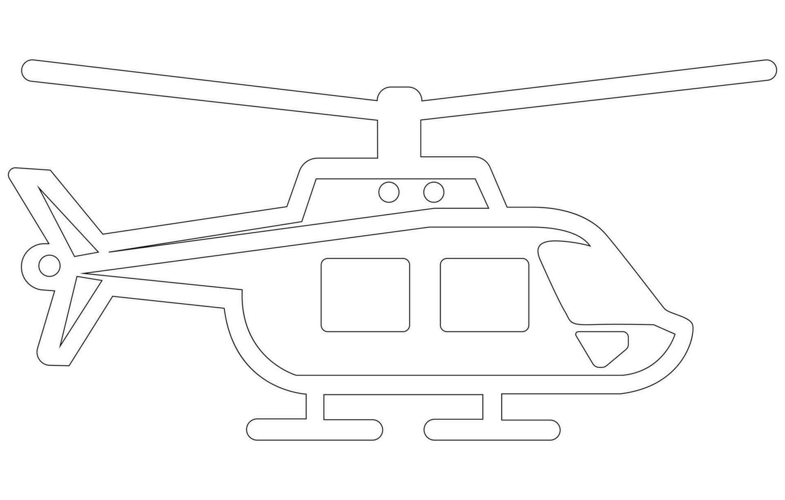 elicottero icona schema vettore illustrazione, schema disegno di elicottero, elicottero icona nel magro schema stile,