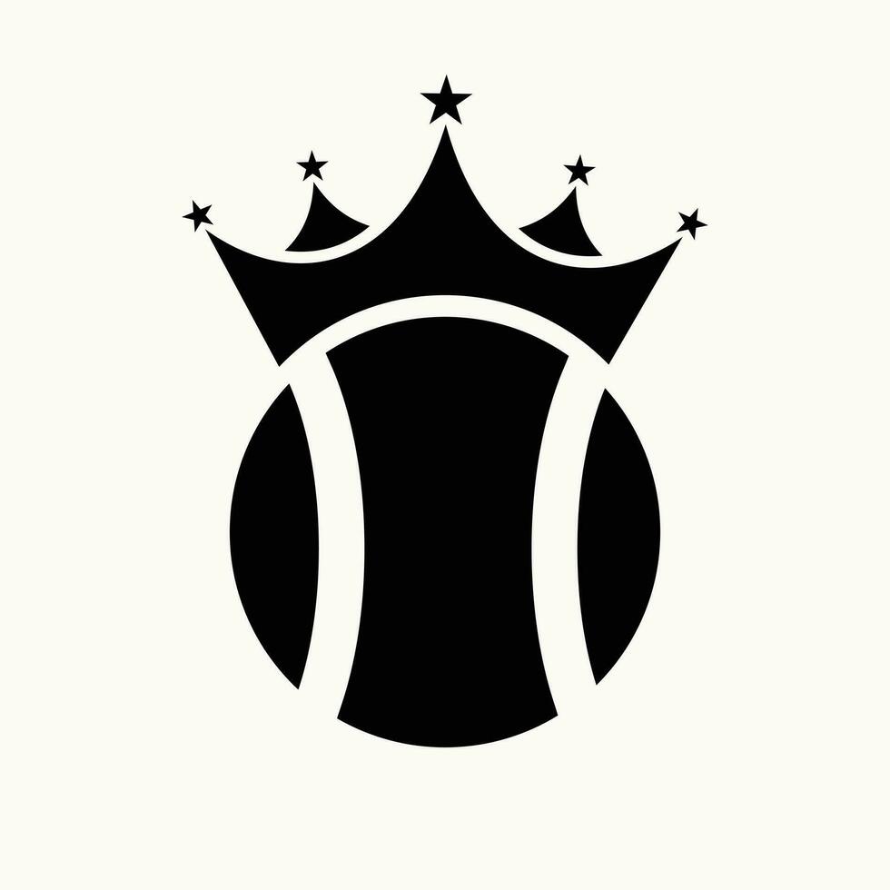 tennis logo design concetto con corona icona. tennis sport vincitore simbolo vettore