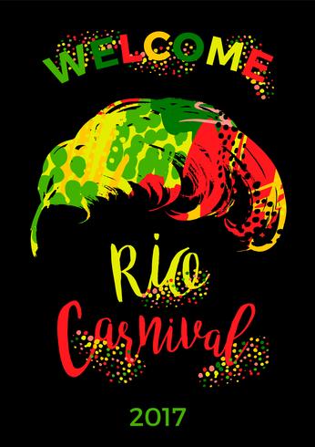 Carnevale di Rio. lettering design con piuma di disegnare a mano. vettore