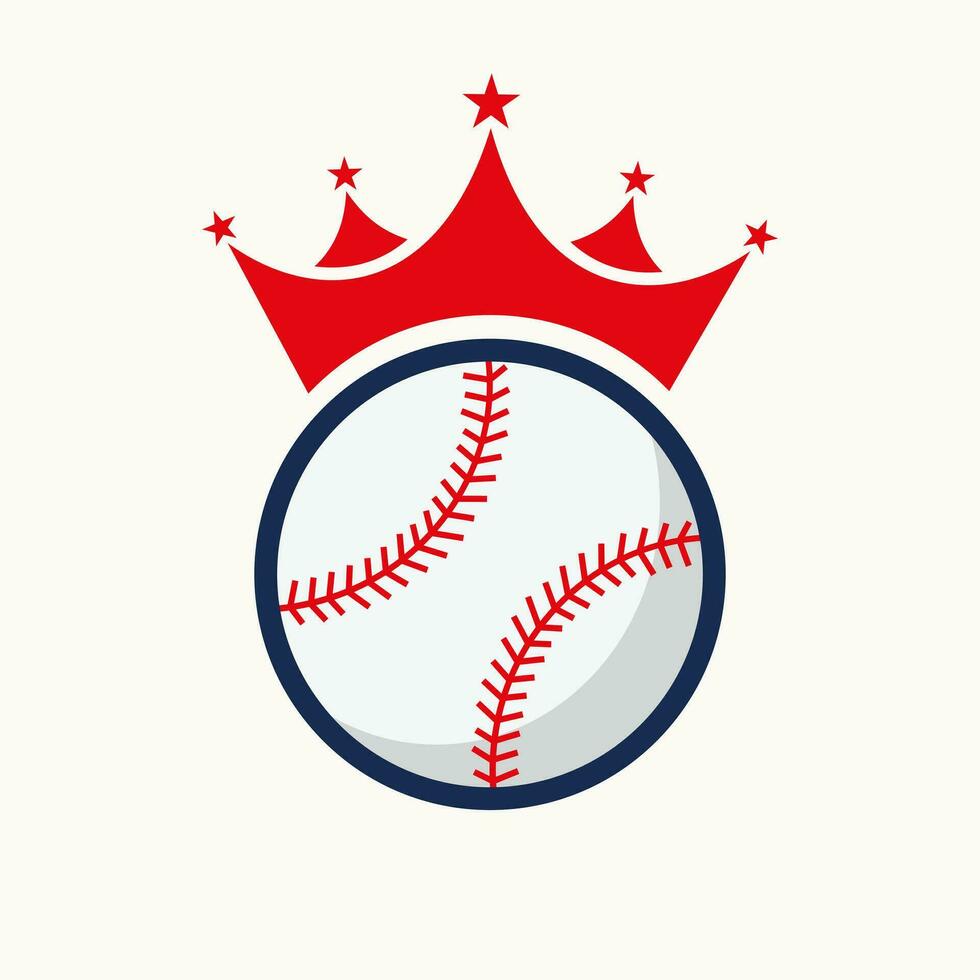 baseball logo design concetto con corona icona. baseball vincitore simbolo vettore