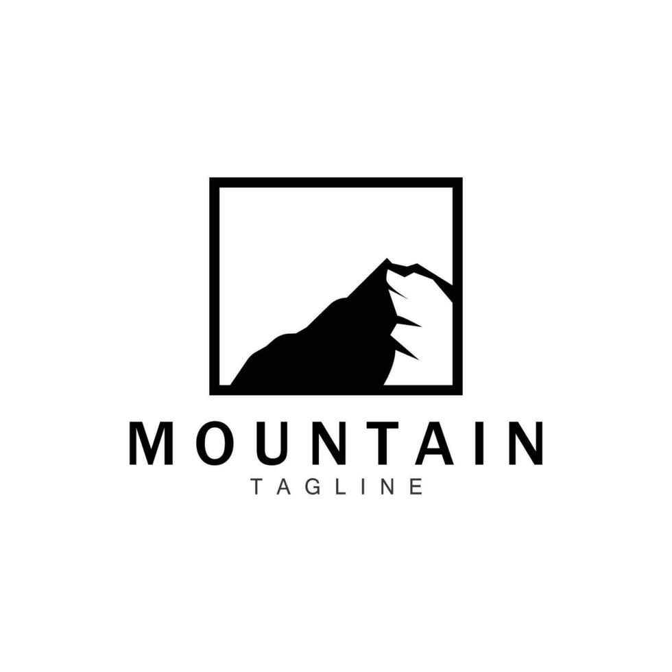 montagna logo, natura paesaggio Visualizza disegno, scalatori e avventura, modello illustrazione vettore