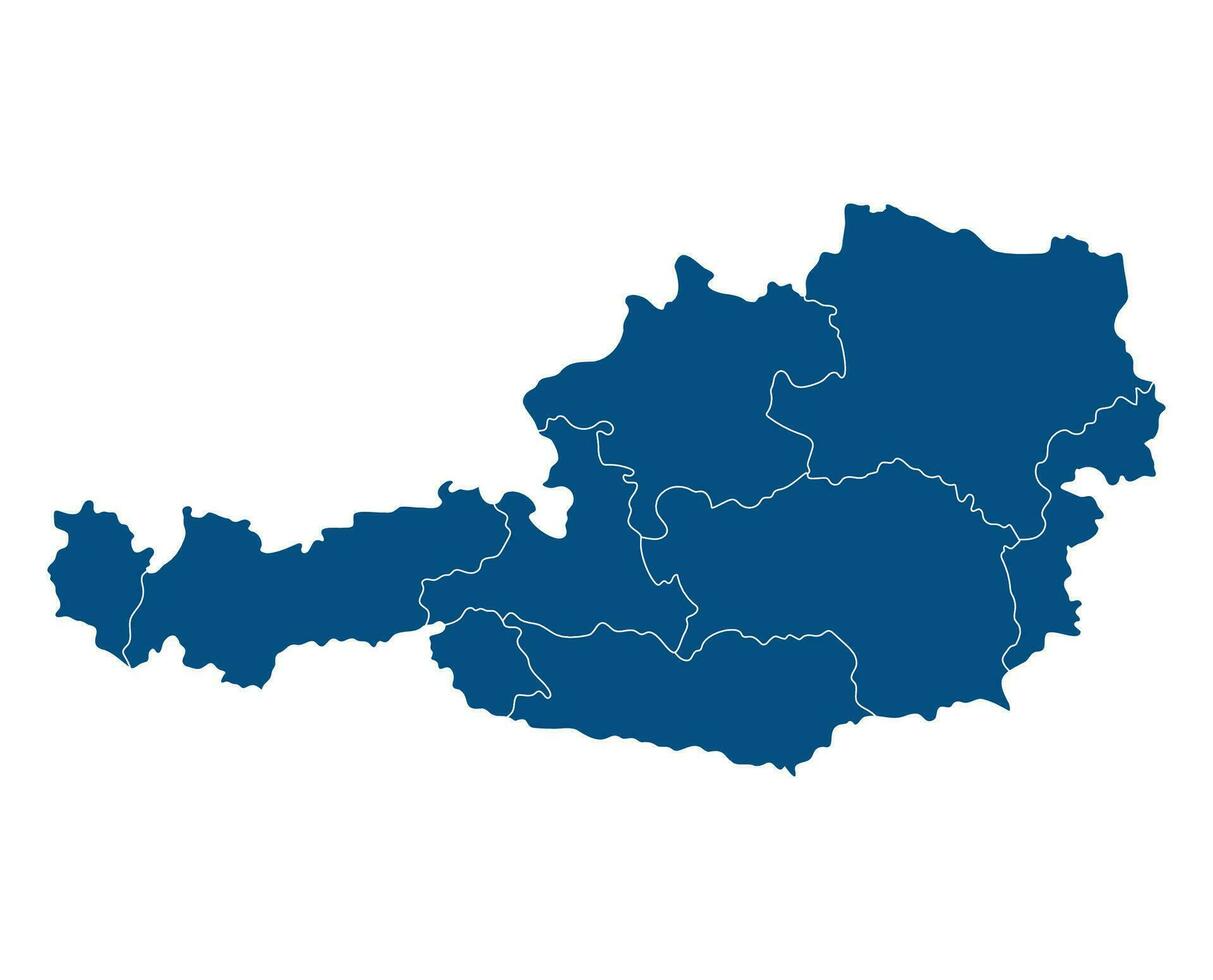 Austria carta geografica regione leggero blu. Austria carta geografica con blu colore. bandiera di Austria vettore