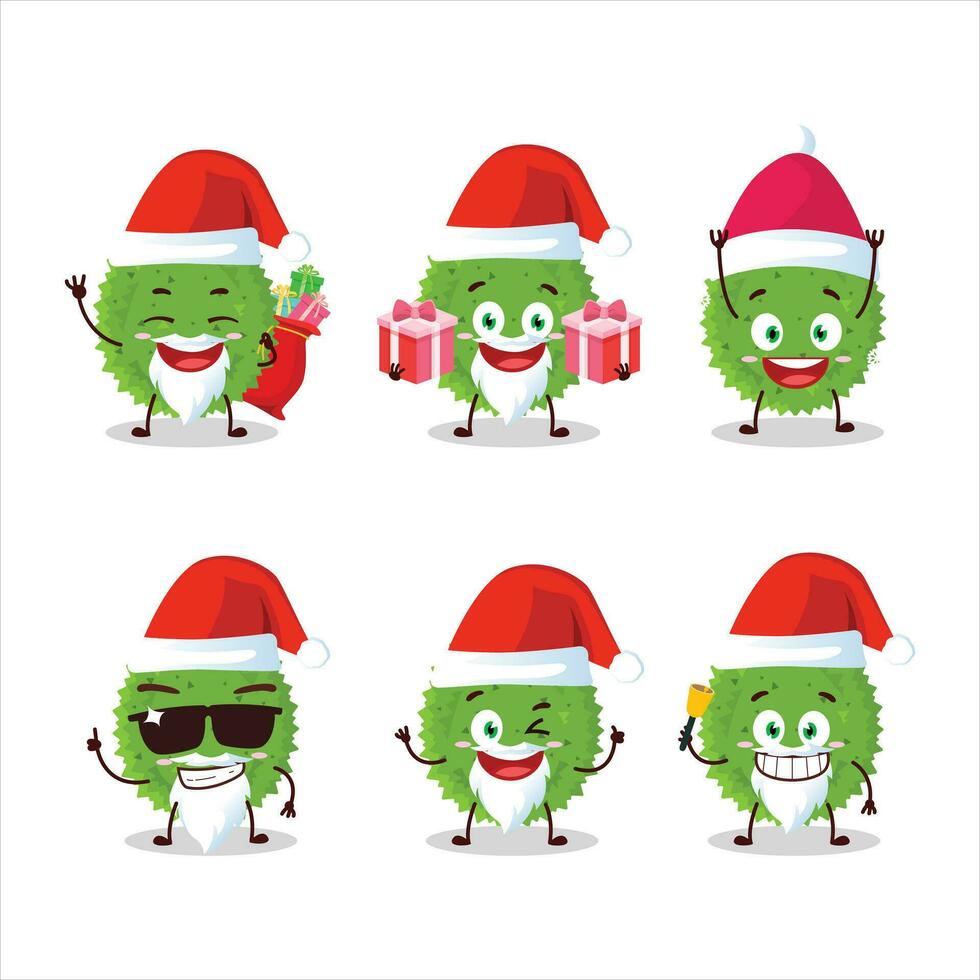 Santa Claus emoticon con durian cartone animato personaggio vettore