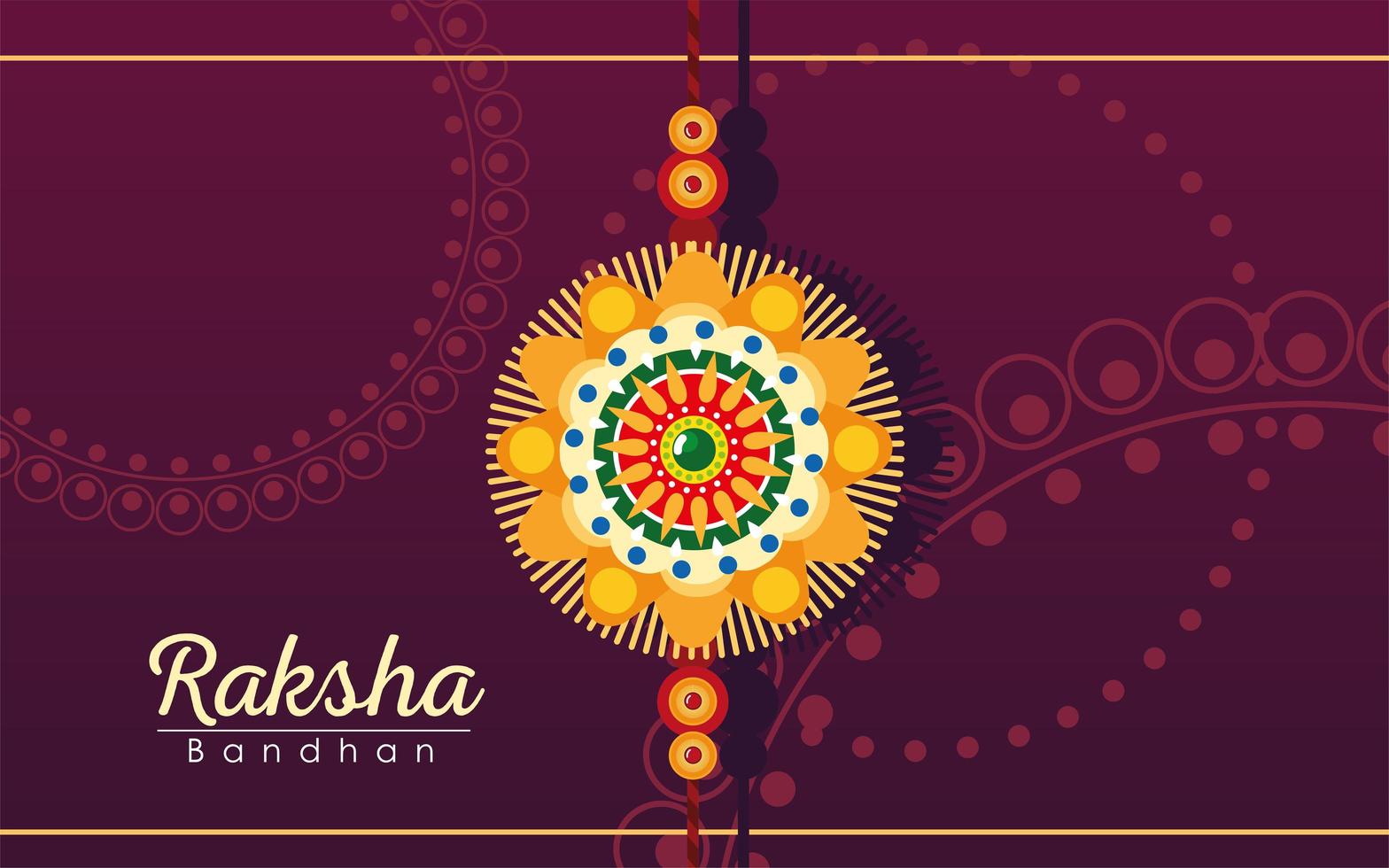 disegno vettoriale del braccialetto del fiore di mandala multicolore raksha bandhan