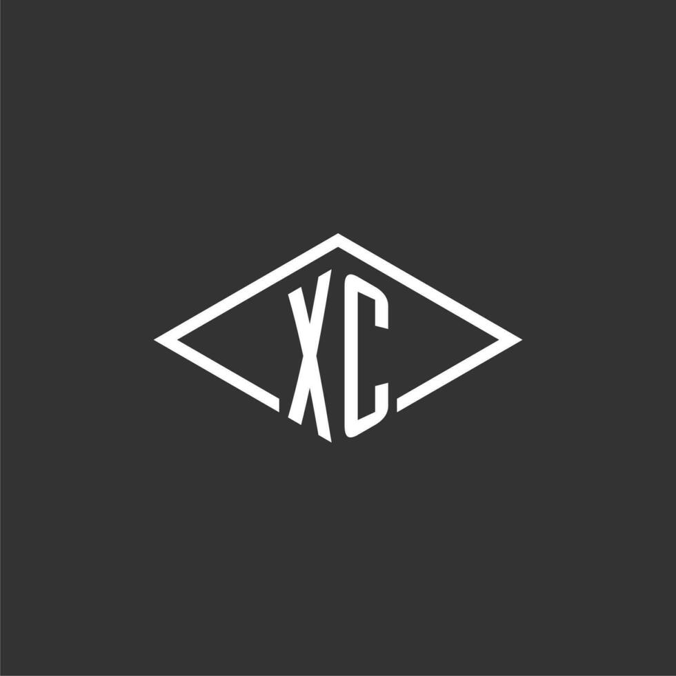 iniziali xc logo monogramma con semplice diamante linea stile design vettore
