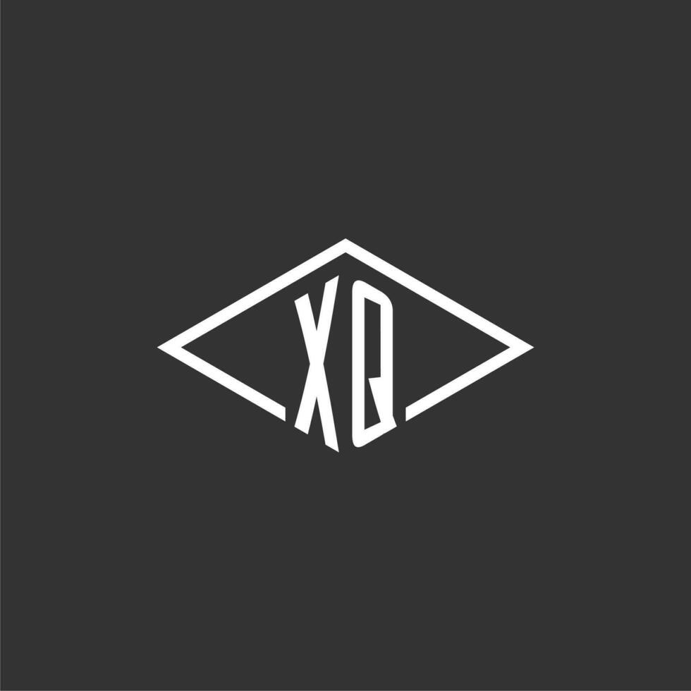 iniziali xq logo monogramma con semplice diamante linea stile design vettore