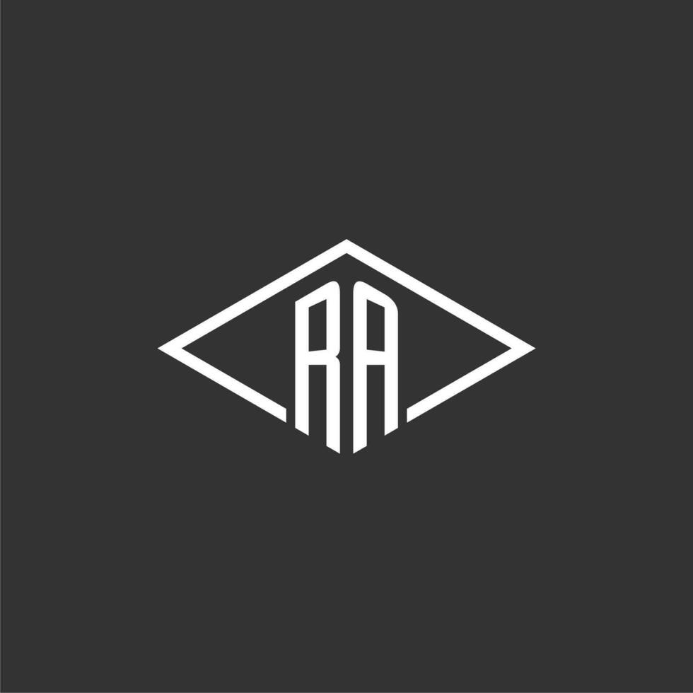 iniziali RA logo monogramma con semplice diamante linea stile design vettore