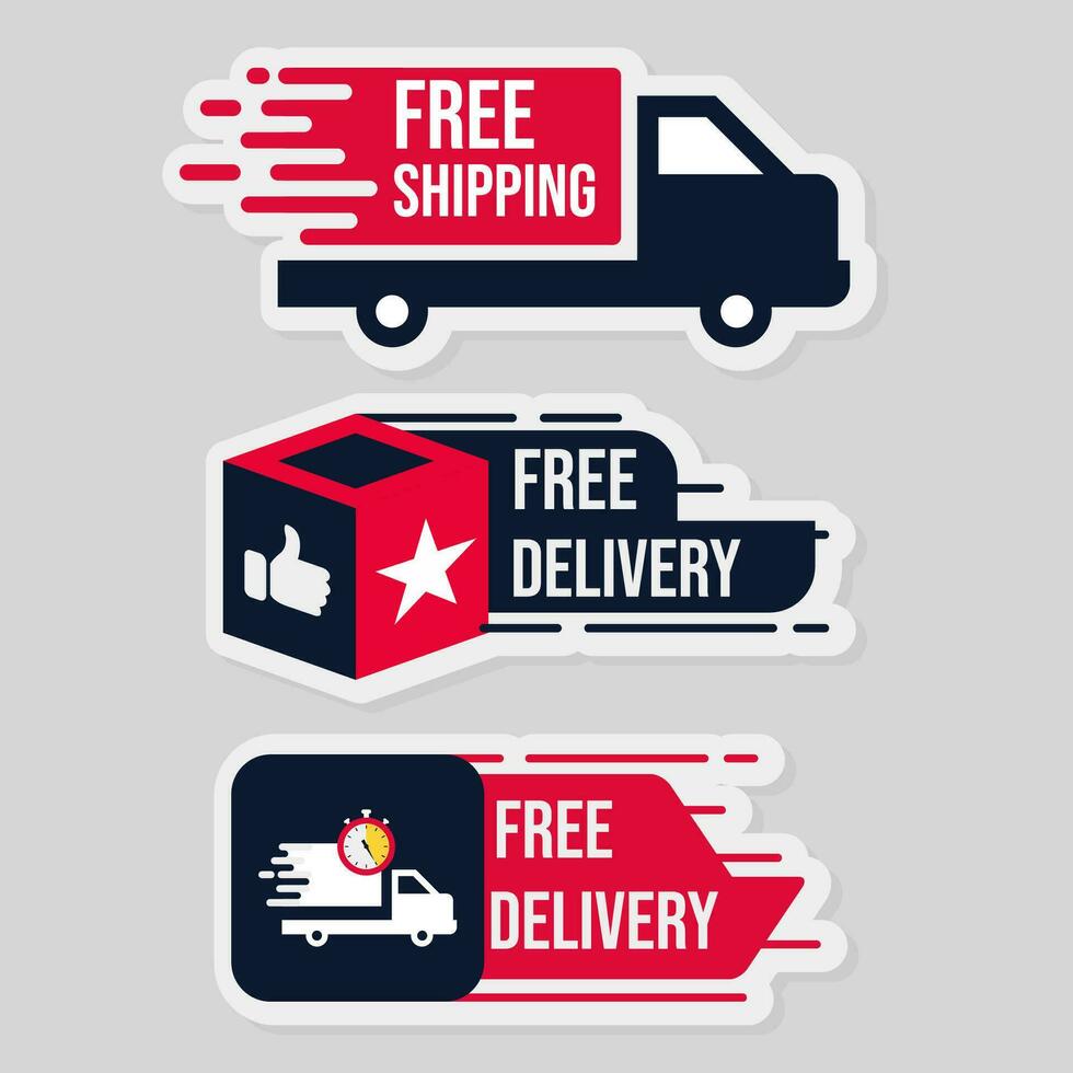 gratuito consegna servizio logo distintivo. gratuito spedizione ordine etichetta. vettore