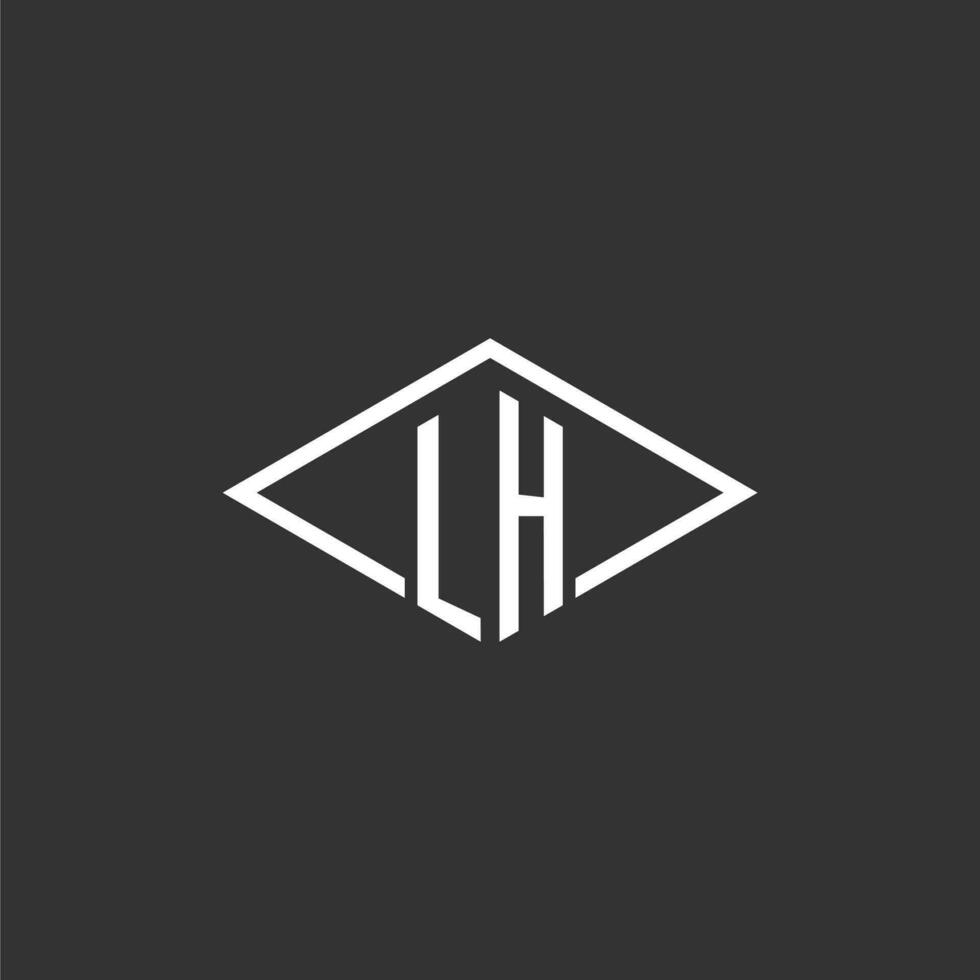 iniziali lh logo monogramma con semplice diamante linea stile design vettore