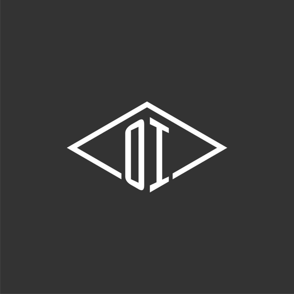 iniziali OI logo monogramma con semplice diamante linea stile design vettore