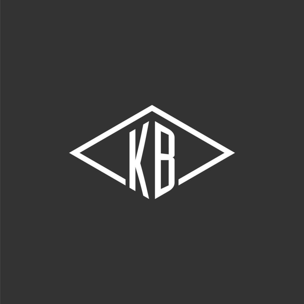 iniziali kb logo monogramma con semplice diamante linea stile design vettore