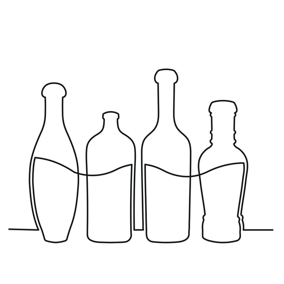 abbozzato Immagine forma di un' bicchiere bottiglia silhouette. alcol, vino, whisky, Vodka, Brandy, Cognac, birra, kvas, Champagne, liquore vettore