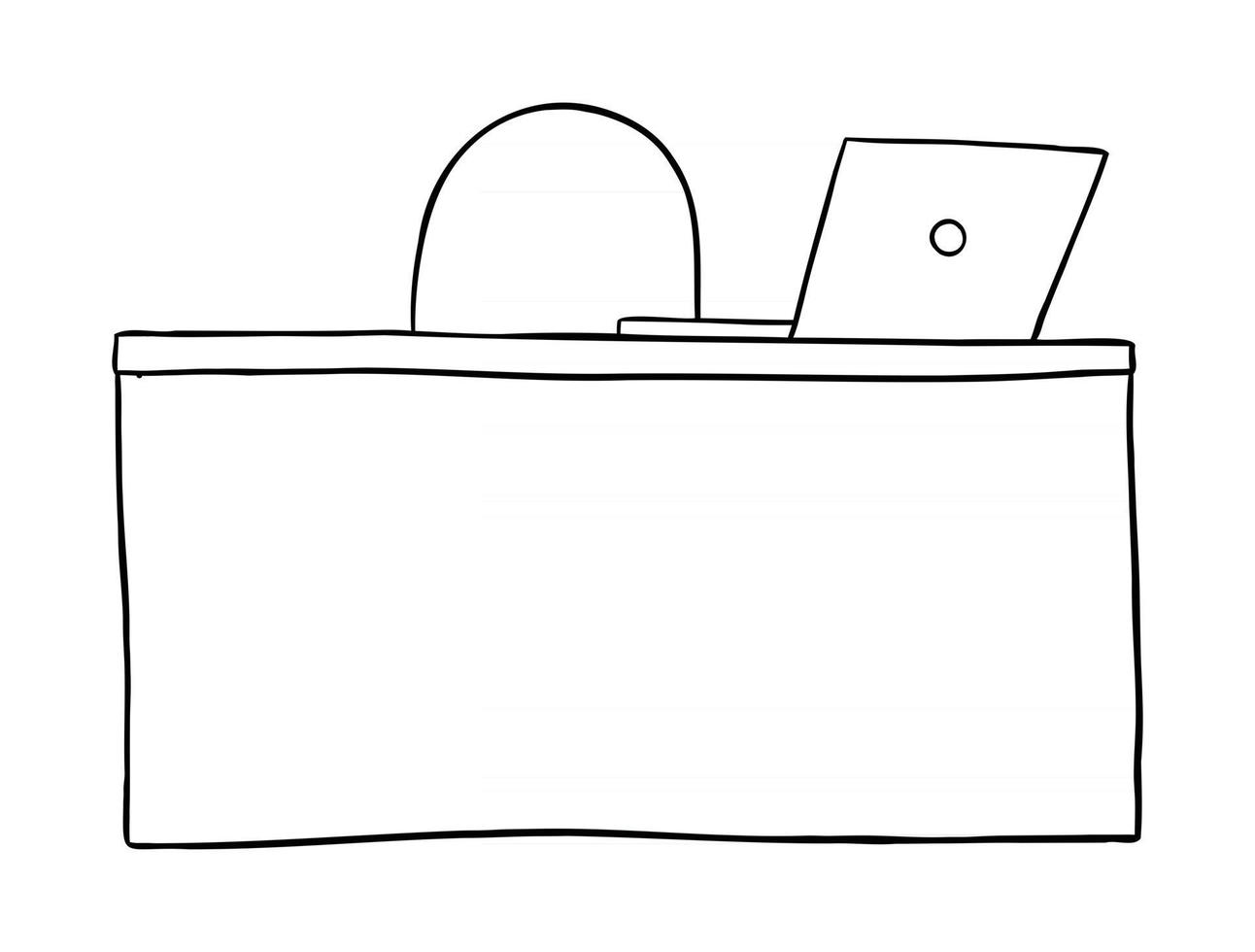 fumetto illustrazione vettoriale di scrivania e laptop