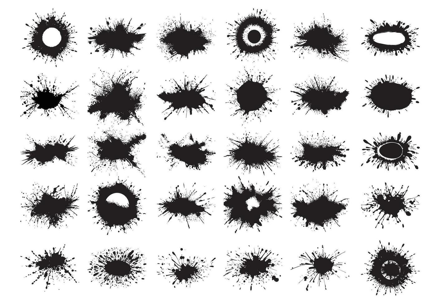 impostato di nero inchiostro schizzare, colore spruzzo vettore