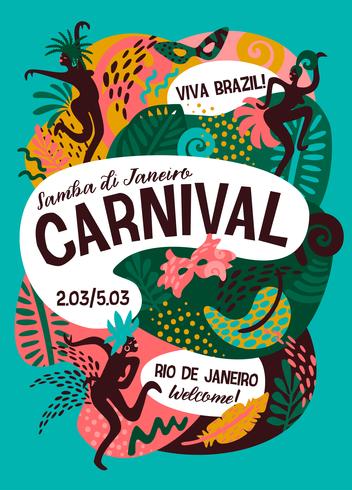 Carnevale del Brasile. Illustrazione vettoriale con elementi astratti alla moda.