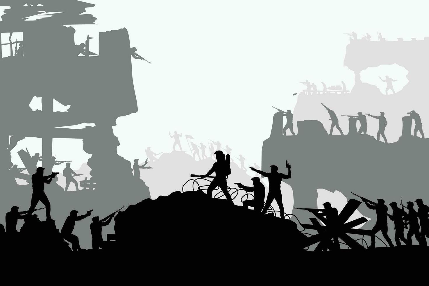 guerra battaglia silhouette vettore