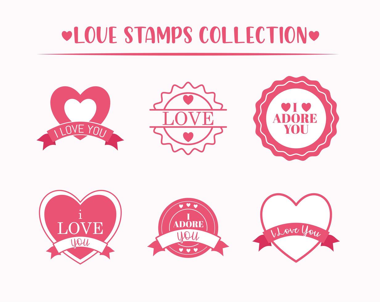 collezione di francobolli d'amore vettore