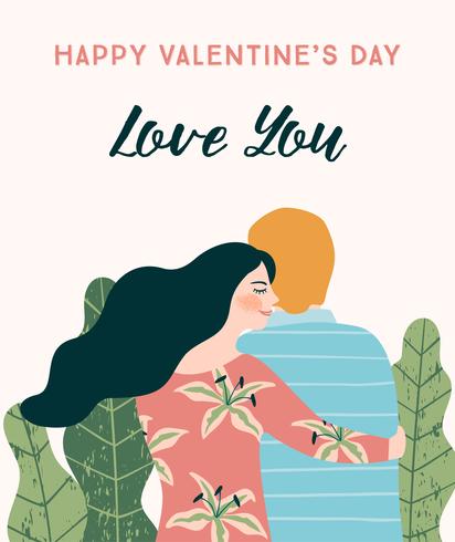 Illustrazione romantica con le persone. Vector design concept per San Valentino e altri utenti.