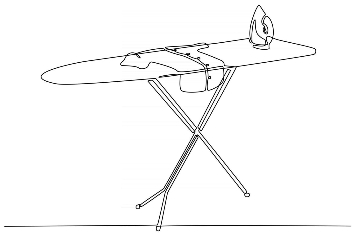 disegno a tratteggio continuo dell'illustrazione vettoriale dell'asse da stiro