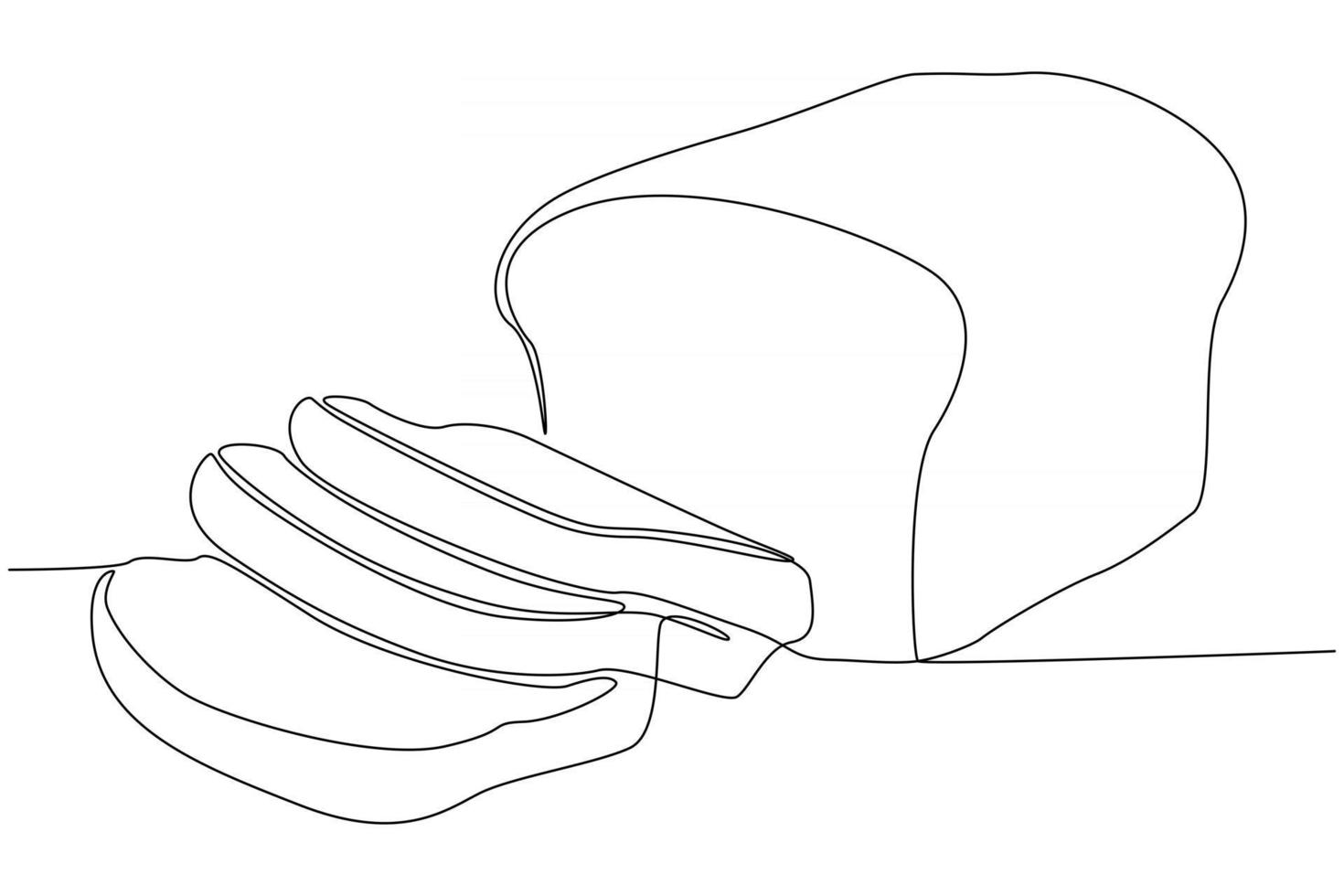 disegno a tratteggio continuo di fette di pane illustrazione vettoriale