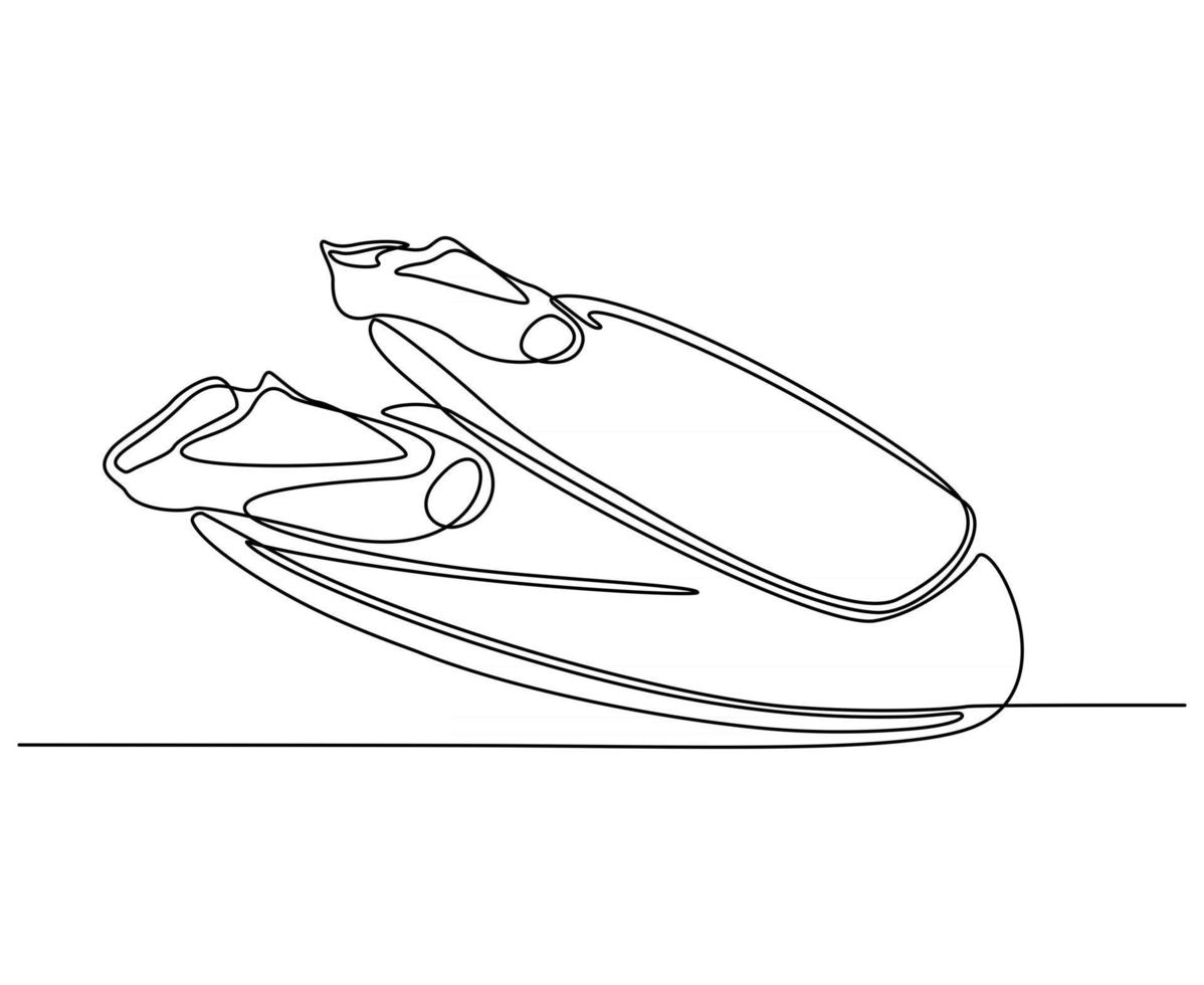 disegno a tratteggio continuo dell'illustrazione vettoriale delle pinne da immersione
