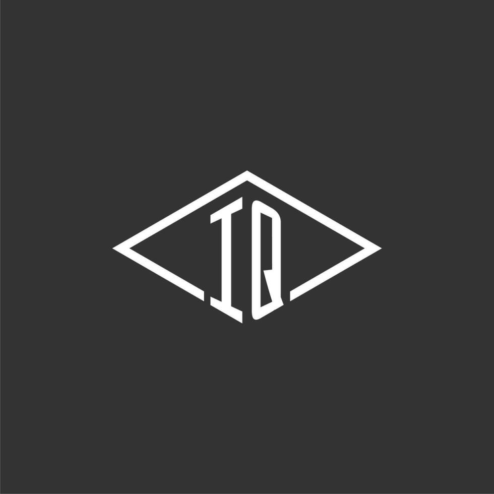 iniziali iq logo monogramma con semplice diamante linea stile design vettore