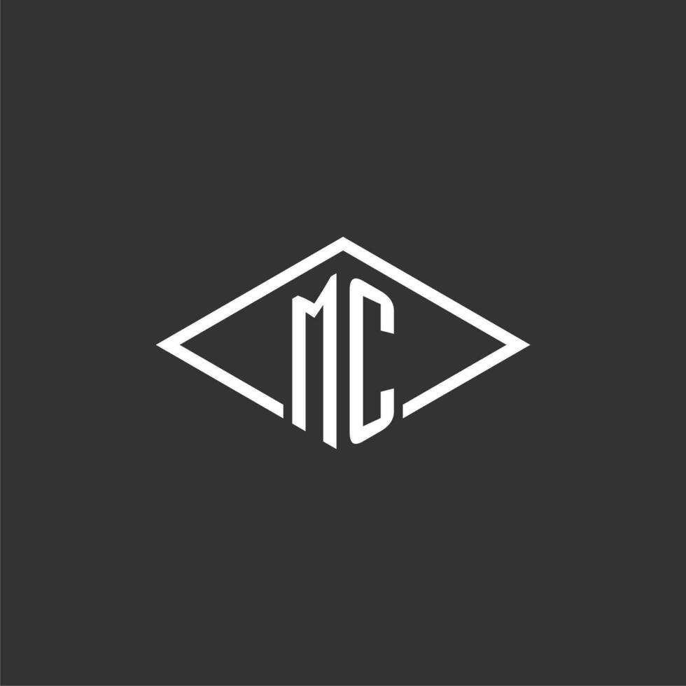 iniziali mc logo monogramma con semplice diamante linea stile design vettore