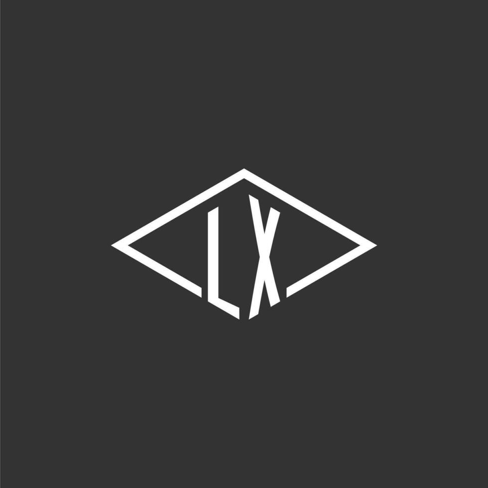 iniziali lx logo monogramma con semplice diamante linea stile design vettore