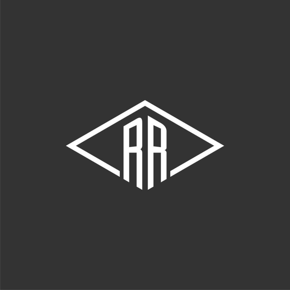 iniziali rr logo monogramma con semplice diamante linea stile design vettore