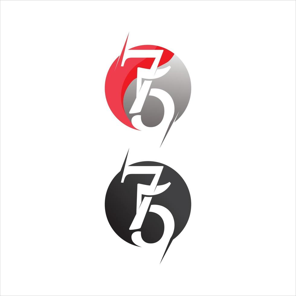numero 75 logo design e concept con set di design logo bandiera vettore