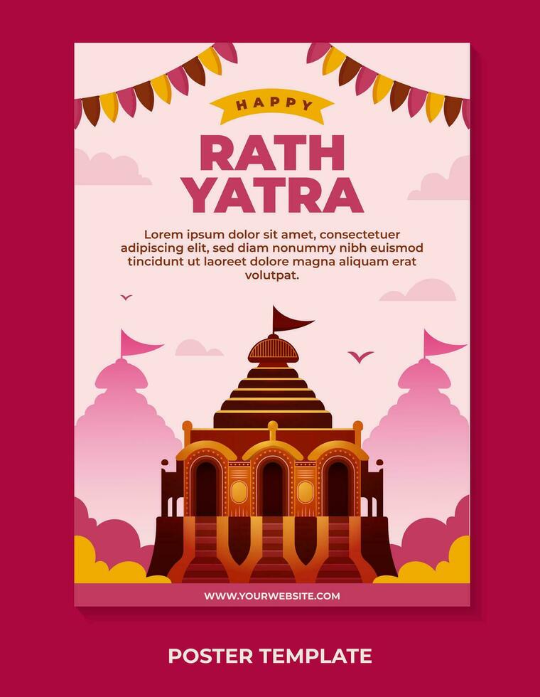 contento rath yatra celebrazione per manifesto design modello vettore