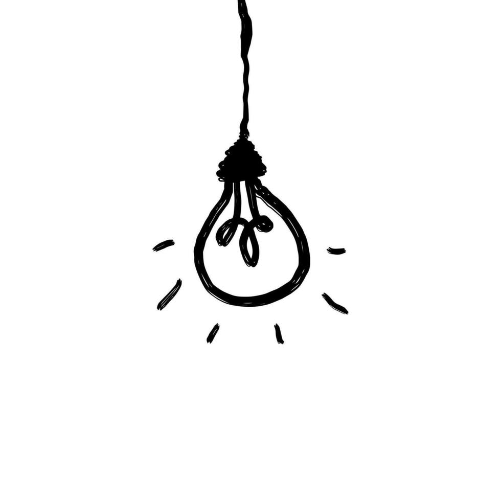 scarabocchio lampadina leggero idea per icona. simbolo di idea, creatività, innovazione, ispirazione. vettore illustrazione
