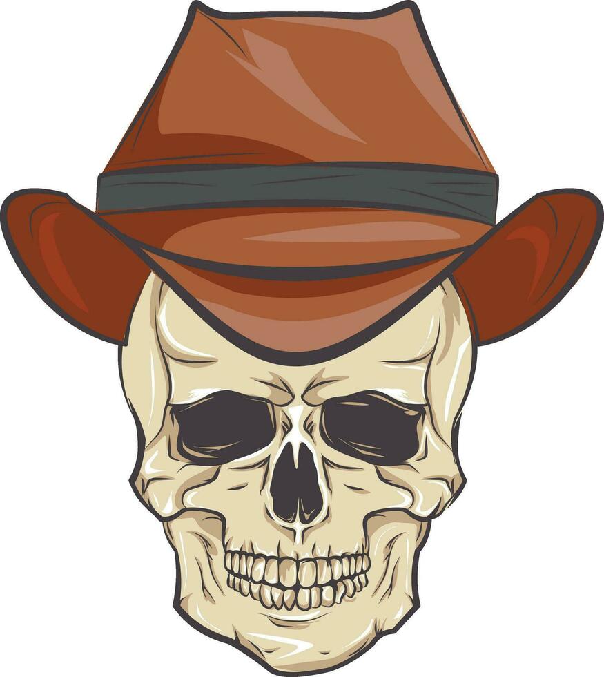 cranio nel un' cowboy cappello vettore illustrazione