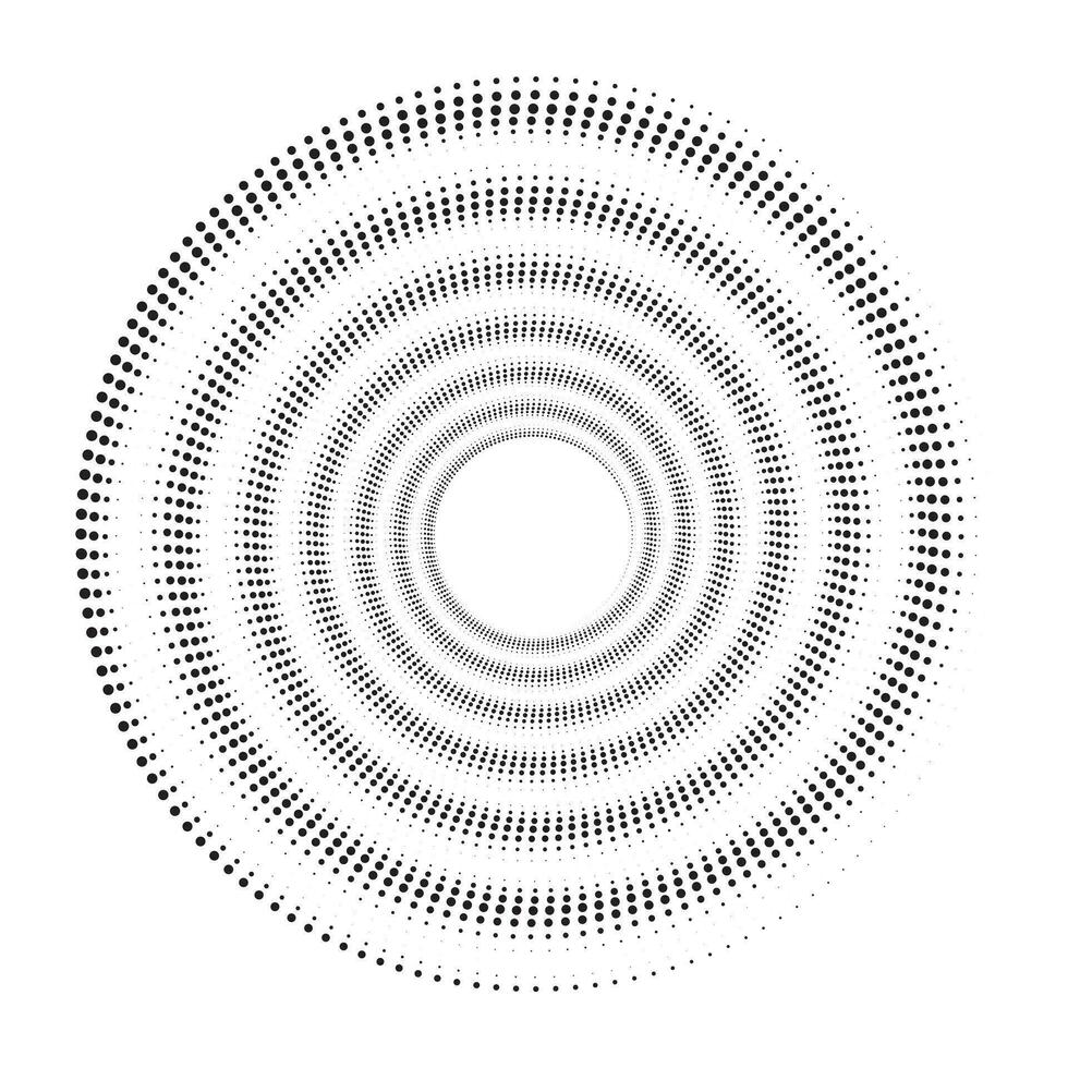 tratteggiata spirale cerchio, mezzitoni spirale vettore illustrazione.