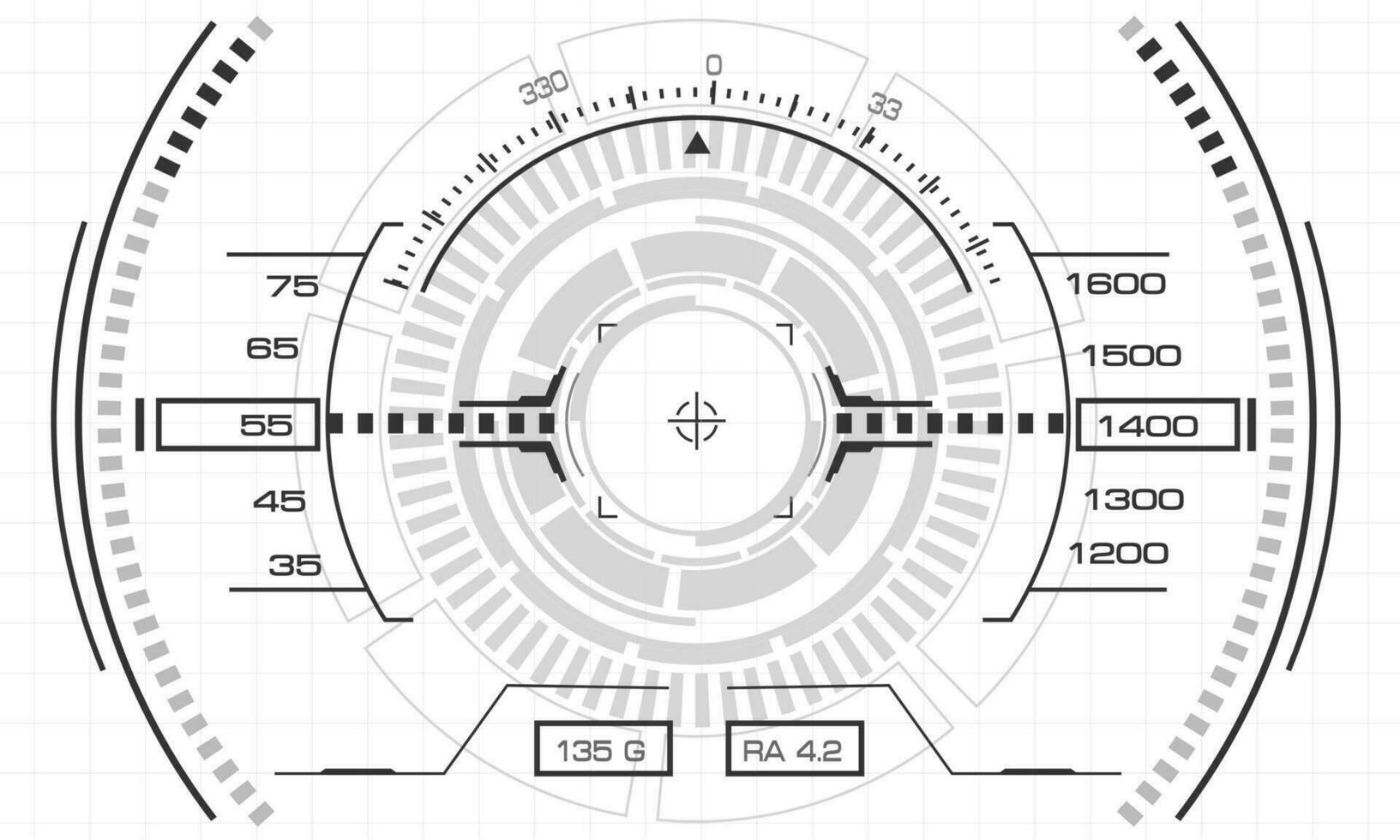 hud fantascienza interfaccia schermo Visualizza nero linea geometrico su bianca design virtuale la realtà futuristico tecnologia creativo Schermo vettore